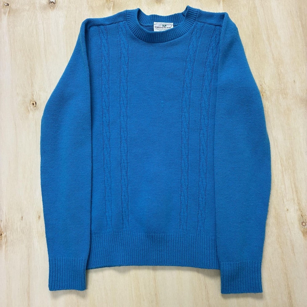 Vintage Sweetree Sweater Womens XS Blue Cable Knit Pullover Long Sleeve USA